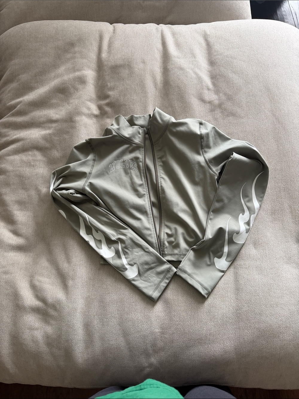 Darc Sport Sage Bomber Jacket with White Flame Sleeves
